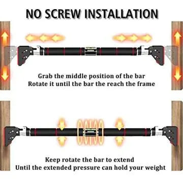 HAKENO Pull Up Bar for Doorway, Chin Up Bar Upper Body No Screw Installation - Width Adjustable With Locking Mechanism Door Frame Workout Bar - Home Fitness Equipment 501LBS