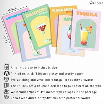 Preppy Room Decor Aesthetic Wall Art, Retro Cocktail Posters for Trendy Wall Decor, Preppy Pictures ...