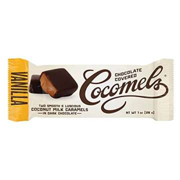 Cocomels Chocolate-Covered Vanilla Coconut Milk Caramel Squares, Organic Vegan Candy, Vanilla (15 Packs of 2)