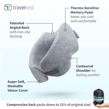 Travelrest Ultimate Memory Foam Neck Pillow for Comfort