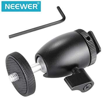 Neewer Mini Tripod Ball Head Mount, 1/4 inch Screw with Phone holder, Lock and Hot Shoe Mount Adapter Compatible with Compact DSLR Camera, LED Light,Ring Light,Load Up to 4.4 pounds/2 kilograms