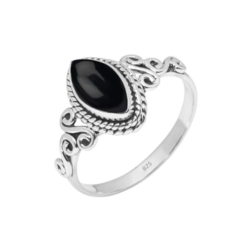 Handmade Black Onyx 925 Sterling Silver Statement Ring for Women