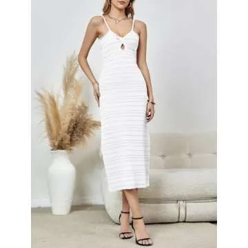 Saodimallsu Women's Crochet Knit Midi Dress for Summer Style