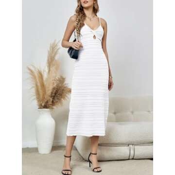 Saodimallsu Women's Crochet Knit Midi Dress for Summer Style