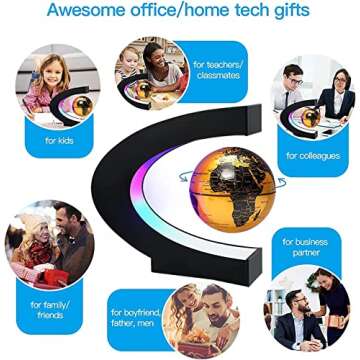 RTOSY Magnetic Levitation Floating Globe with LED Light, Office Decor, Levitating Globes Desk Decor ...