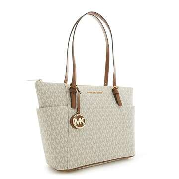 MICHAEL Michael Kors Jet Set Item East/West Top Zip Tote Vanilla/Acorn One Size