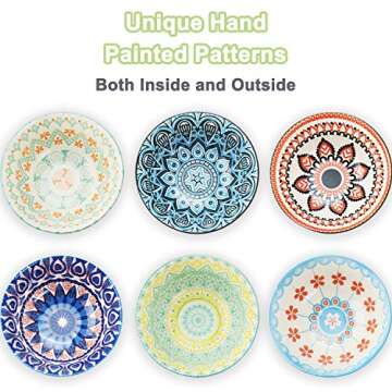 Farielyn-X 24oz Premium Porcelain Bowl Set - Microwavable, Heat/Cold Resistant Bowls for Cereal, Soup, Salad, Pasta, Rice - 6 Pack