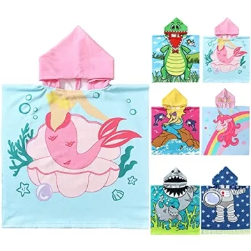 NovForth Kids Beach Towel - Fun Hooded Bath Towel Wrap for Toddler Swim!