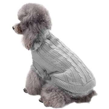 CHBORCHICEN Small Dog Sweaters Knitted Pet Cat Sweater Warm Dog Sweatshirt Dog Winter Clothes Kitten Puppy Sweater (Medium, Grey)