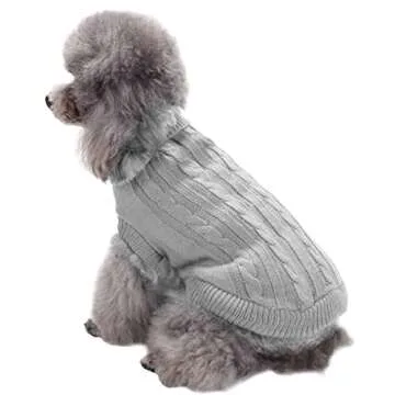 CHBORCHICEN Small Dog Sweaters Knitted Pet Cat Sweater Warm Dog Sweatshirt Dog Winter Clothes Kitten Puppy Sweater (Medium, Grey)