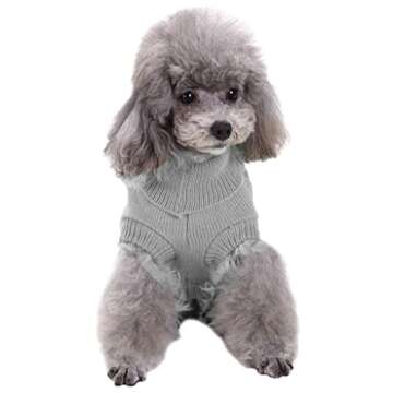 CHBORCHICEN Small Dog Sweaters Knitted Pet Cat Sweater Warm Dog Sweatshirt Dog Winter Clothes Kitten Puppy Sweater (Medium, Grey)