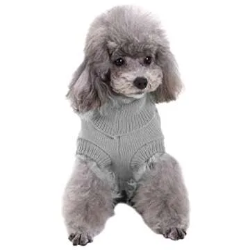 CHBORCHICEN Small Dog Sweaters Knitted Pet Cat Sweater Warm Dog Sweatshirt Dog Winter Clothes Kitten Puppy Sweater (Medium, Grey)