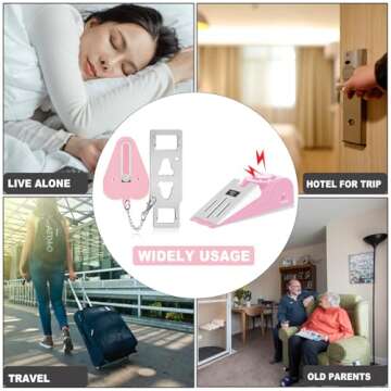 MBBEST Hotel Door Lock & Door Stop Alarm,Dual Protection Security Devices Pocket Door Stopper Self D...