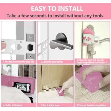 MBBEST Hotel Door Lock & Door Stop Alarm,Dual Protection Security Devices Pocket Door Stopper Self Defensey Tools for Hotel Travel Home Apartment House, Pink/Pink