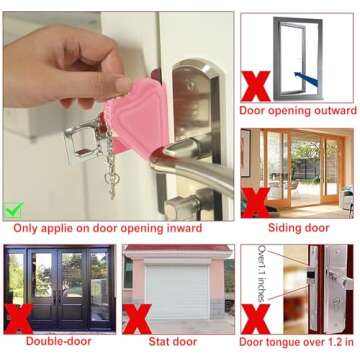 MBBEST Hotel Door Lock & Door Stop Alarm,Dual Protection Security Devices Pocket Door Stopper Self Defensey Tools for Hotel Travel Home Apartment House, Pink/Pink