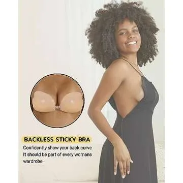 Niidor Adhesive Bra Silicone Strapless Sticky Bra for Women Push Up Invisible Backless Bra for Dress Wing-Shape