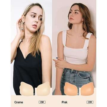 Niidor Adhesive Bra Silicone Strapless Sticky Bra for Women Push Up Invisible Backless Bra for Dress Wing-Shape