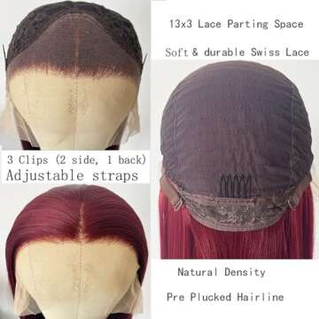 Lezaxiu Burgundy Synthetic Lace Front Wig for Stylish Women