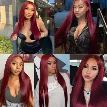 Lezaxiu Burgundy Synthetic Lace Front Wig for Stylish Women