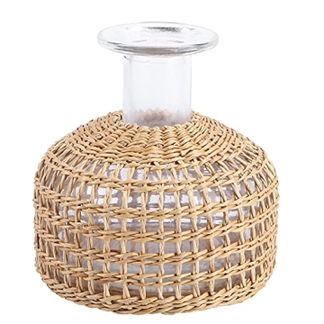 Cabilock Wedding Rattan Flower Vase Cover- Elegant Rustic Floral Container for Home Decor