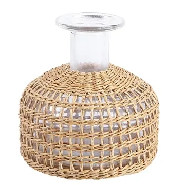 Cabilock Wedding Rattan Flower Vase Cover- Elegant Rustic Floral Container for Home Decor