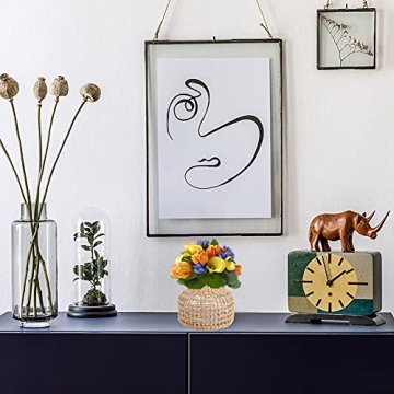 Cabilock Rustic Glass Flower Vase with Rattan Cover