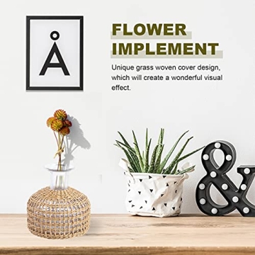 Cabilock Rustic Glass Flower Vase with Rattan Cover