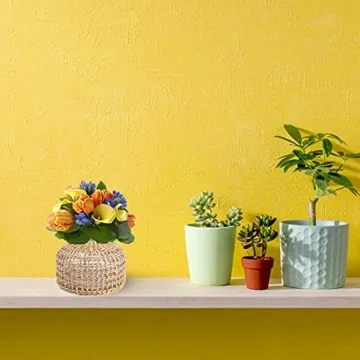 Cabilock Rustic Glass Flower Vase with Rattan Cover