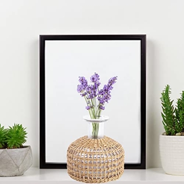 Cabilock Rustic Glass Flower Vase with Rattan Cover