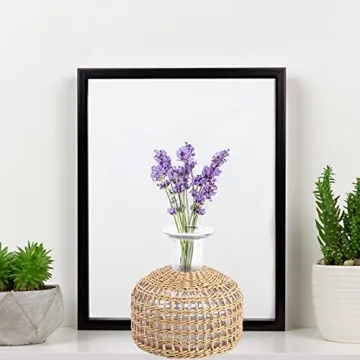 Cabilock Rustic Glass Flower Vase with Rattan Cover
