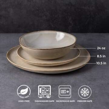 AmorArc Ceramic Dinnerware Sets,Handmade Reactive Glaze Plates and Bowls Sets,Highly Chip and Crack ...
