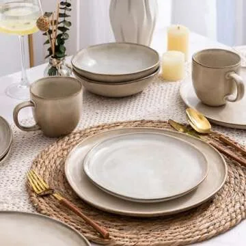 AmorArc Handmade Ceramic Dinnerware Set for 4