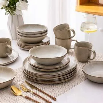 AmorArc Handmade Ceramic Dinnerware Set for 4