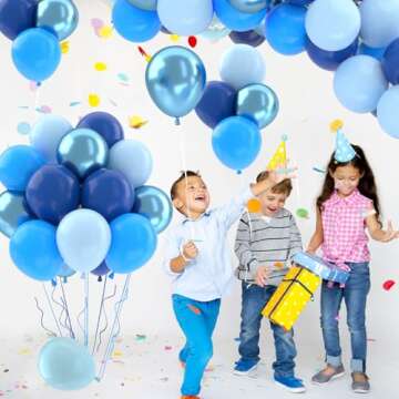 Patimate Blue Balloons Set - 50 pcs Navy Blue, Pastel Light Blue Latex Kit for Happy Occasions