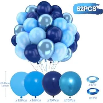 Patimate 50 pcs Blue Balloons for Birthday & Baby Shower