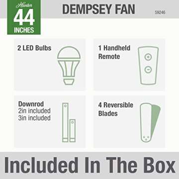 Hunter Dempsey 44" Ceiling Fan - Quiet and Efficient
