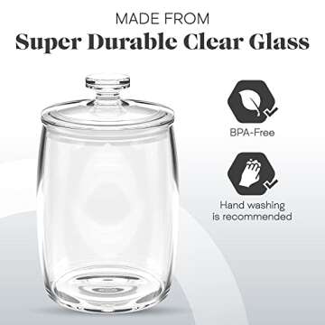 Amici Home Arlo Glass Canister | Food Storage Container with Airtight Lid | Glass Cookie Jar with Lid for Kitchen Countertop, Pantry | Clear Glass Jar, Small, 76 Oz