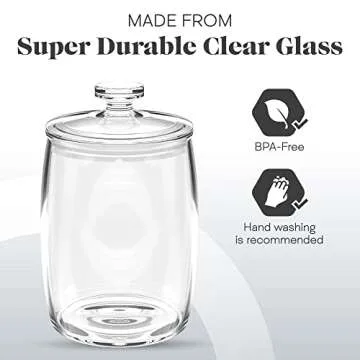 Amici Home Arlo Glass Canister | Food Storage Container with Airtight Lid | Glass Cookie Jar with Lid for Kitchen Countertop, Pantry | Clear Glass Jar, Small, 76 Oz