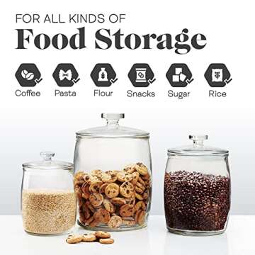 Amici Home Arlo Glass Canister | Food Storage Container with Airtight Lid | Glass Cookie Jar with Lid for Kitchen Countertop, Pantry | Clear Glass Jar, Small, 76 Oz