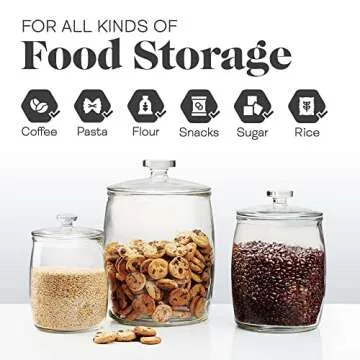Amici Home Arlo Glass Canister | Food Storage Container with Airtight Lid | Glass Cookie Jar with Lid for Kitchen Countertop, Pantry | Clear Glass Jar, Small, 76 Oz