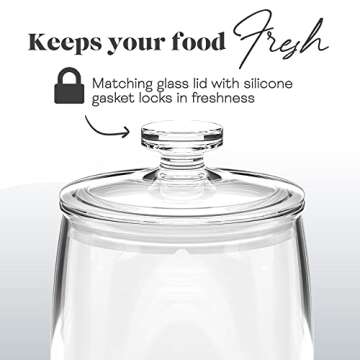 Amici Home Arlo Glass Canister | Food Storage Container with Airtight Lid | Glass Cookie Jar with Lid for Kitchen Countertop, Pantry | Clear Glass Jar, Small, 76 Oz