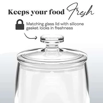 Amici Home Arlo Glass Canister | Food Storage Container with Airtight Lid | Glass Cookie Jar with Lid for Kitchen Countertop, Pantry | Clear Glass Jar, Small, 76 Oz