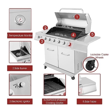 Royal Gourmet 6-Burner Grill - Perfect for Outdoor BBQ Fun!