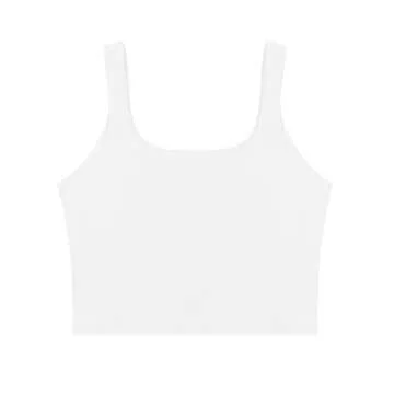 REORIA Women's Summer Sexy Basic Sleeveless Square Neck Fitted Seamless Yoga Cropped Tank Cute Crop Tops White Medium
