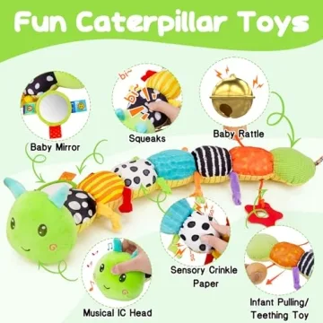 4-in-1 Sensory Caterpillar Toy for Infants 0-12 Months