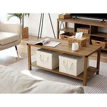 StorageWorks 32L Storage Bins with Lids, Decorative Storage Boxes with Lids and Soft Rope Handles, Mixing of Beige, White & Ivory, Jumbo, 3-Pack