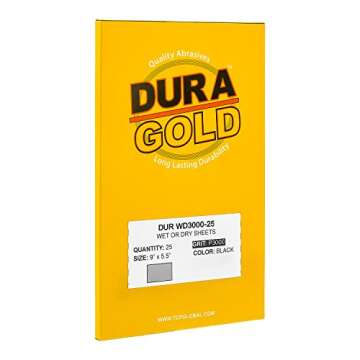 Dura-Gold Premium 3000 Grit Sandpaper Sheets - 5-1/2" x 9"