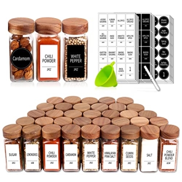 Churboro Spice Jar Set - 36 Glass Jars with Labels