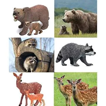 Forest Animals Figurines Toys, 10PCS Realistic Plastic Wild Woodland Animals Figures Playset, Cake T...