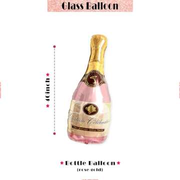 40 inch Bride Balloons White Letters Banner - Bachelorette Party Decorations Kit - Bach Party Supplies and Favors with Ring Balloon, Bottle Balloon and Glass Balloon